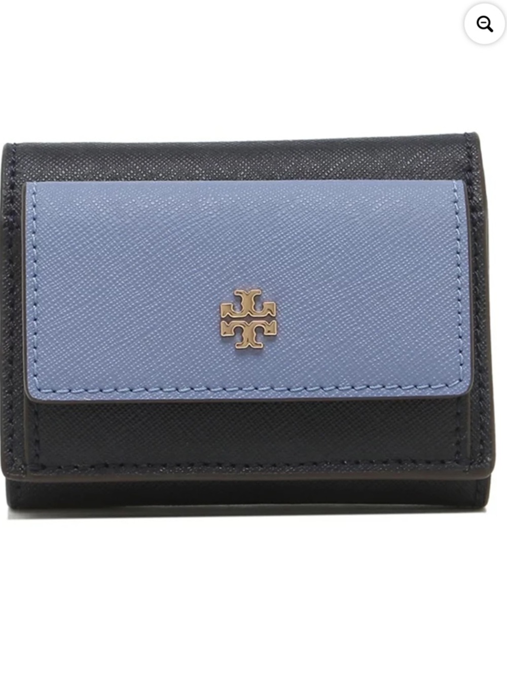 Tory Burch Women's Emerson Saffiano Leather Micro Wallet Bluewood Navy Arugula